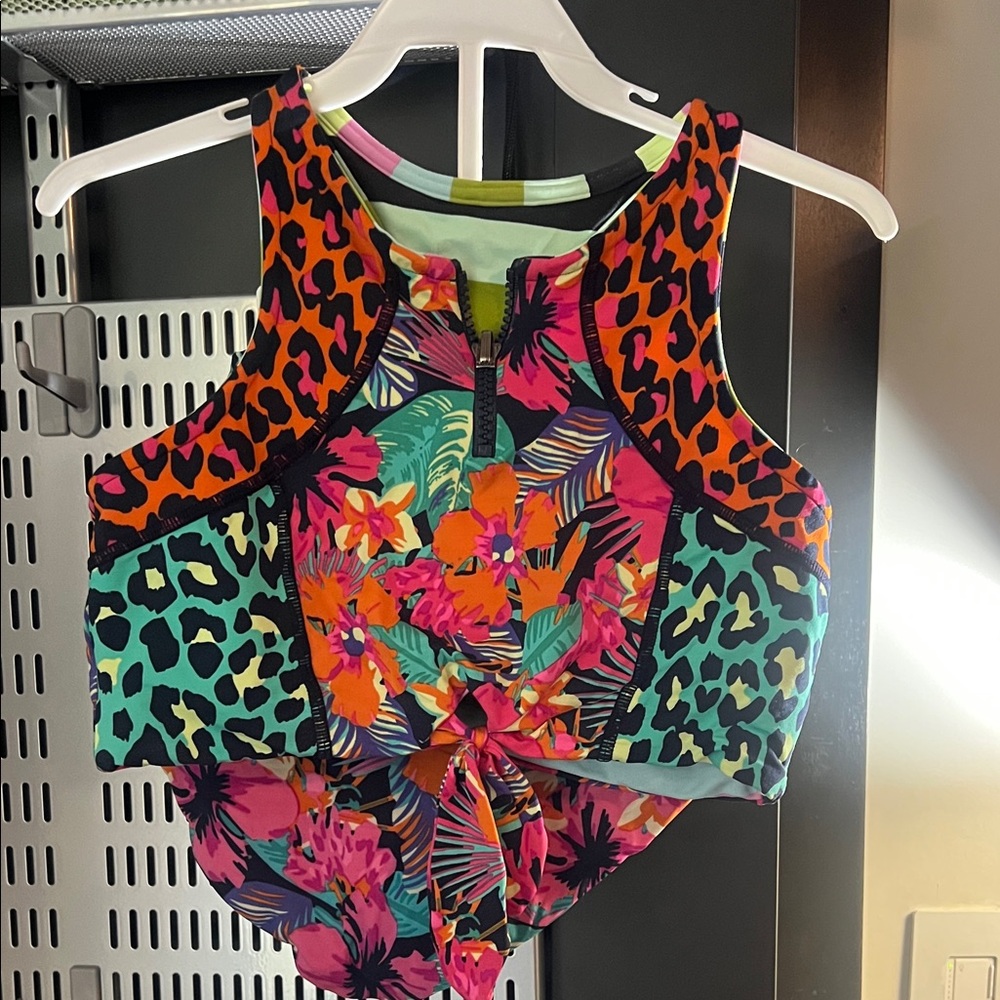 Maaji Girls Colorful Floral and Animal Print 2 piece swim set. Reversible